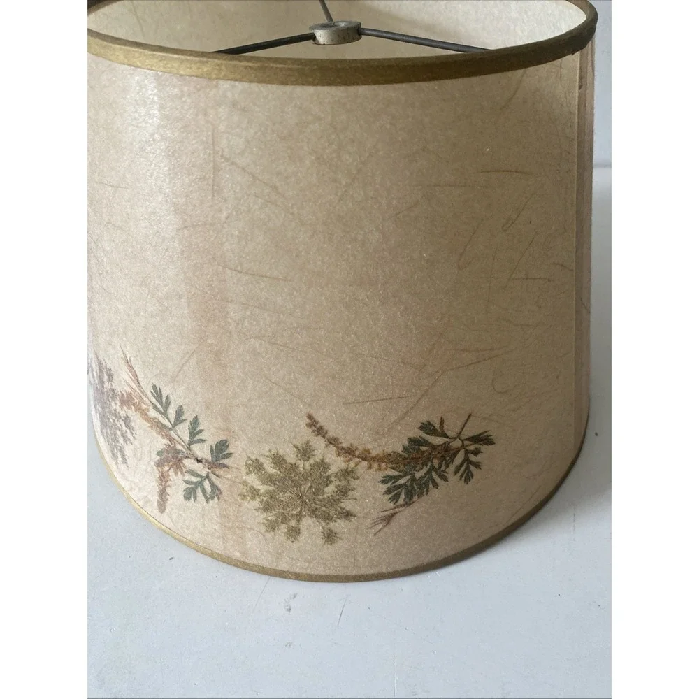 Vtg. Botanical Lamp Shade Dried Pressed Flowers/Leaves/ Butterfly Boho Farmhouse